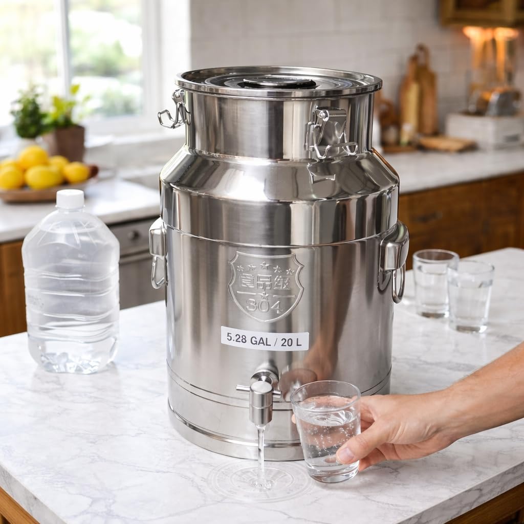 Dispensador agua acero inox 5gal 20L con espita