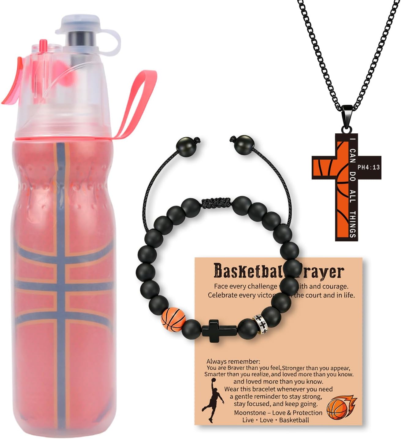 Set 3 Regalos Baloncesto Niños Vaso 20oz Collar Pulsera