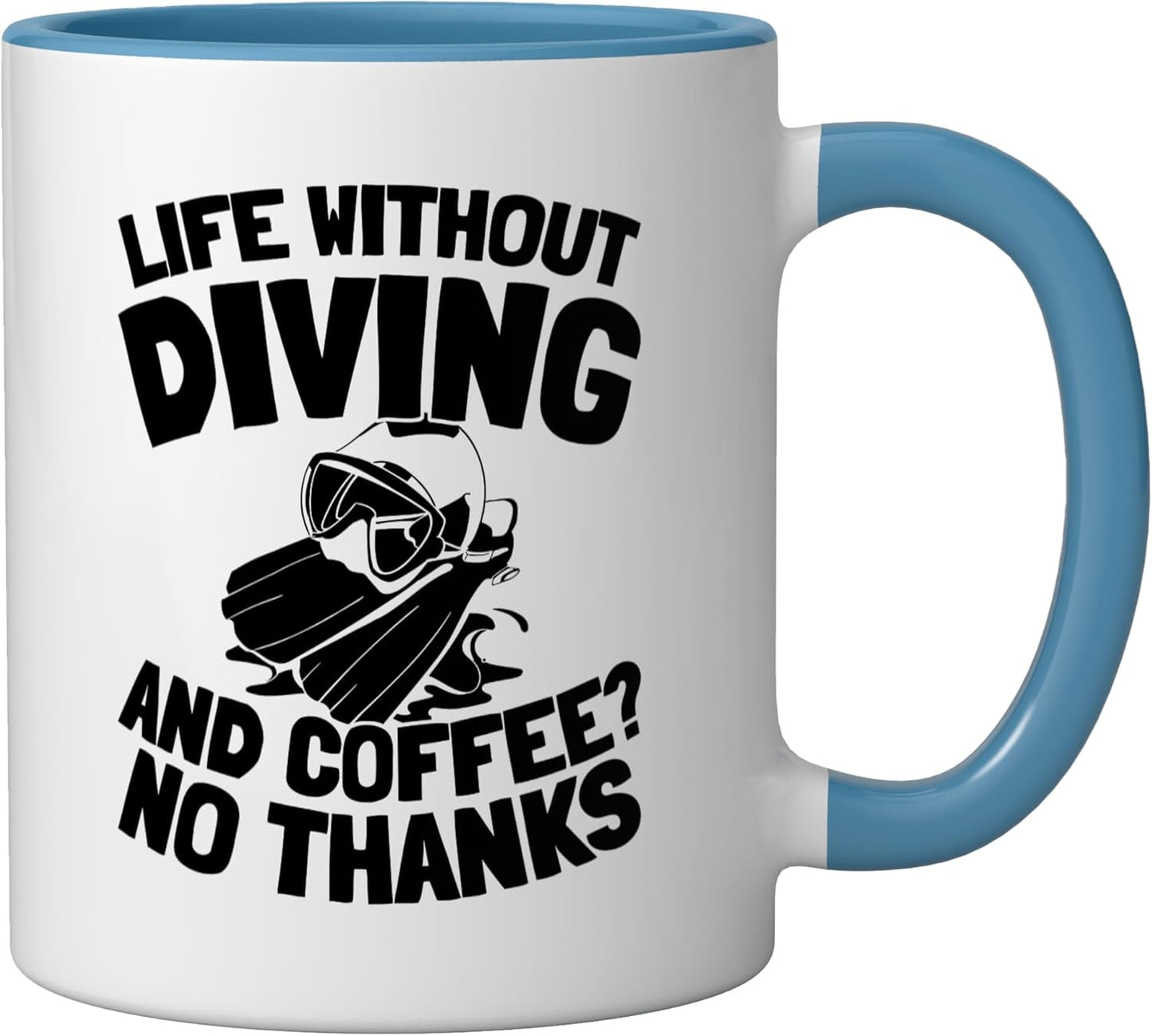 Taza cerámica para buceo y snorkel azul/blanco