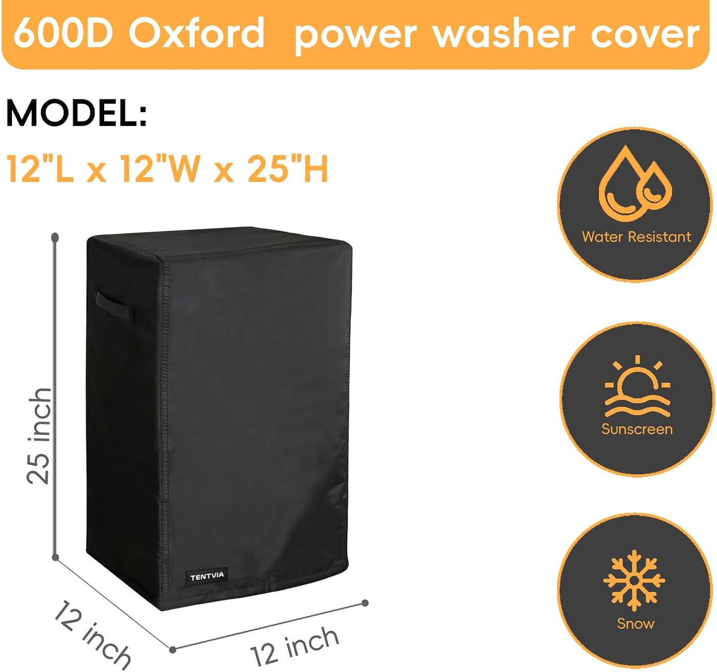 Funda lavadora tela Oxford 600D negra impermeable con asas