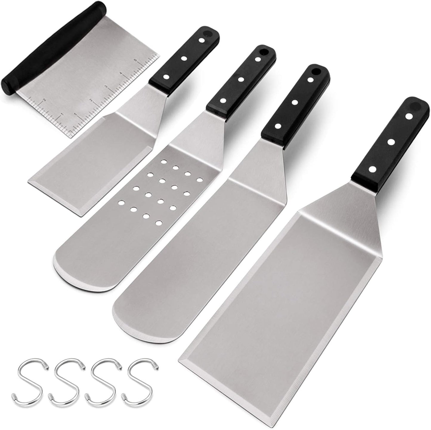 Set 5 Espátulas Metal Acero Inox Hibachi Teppanyaki