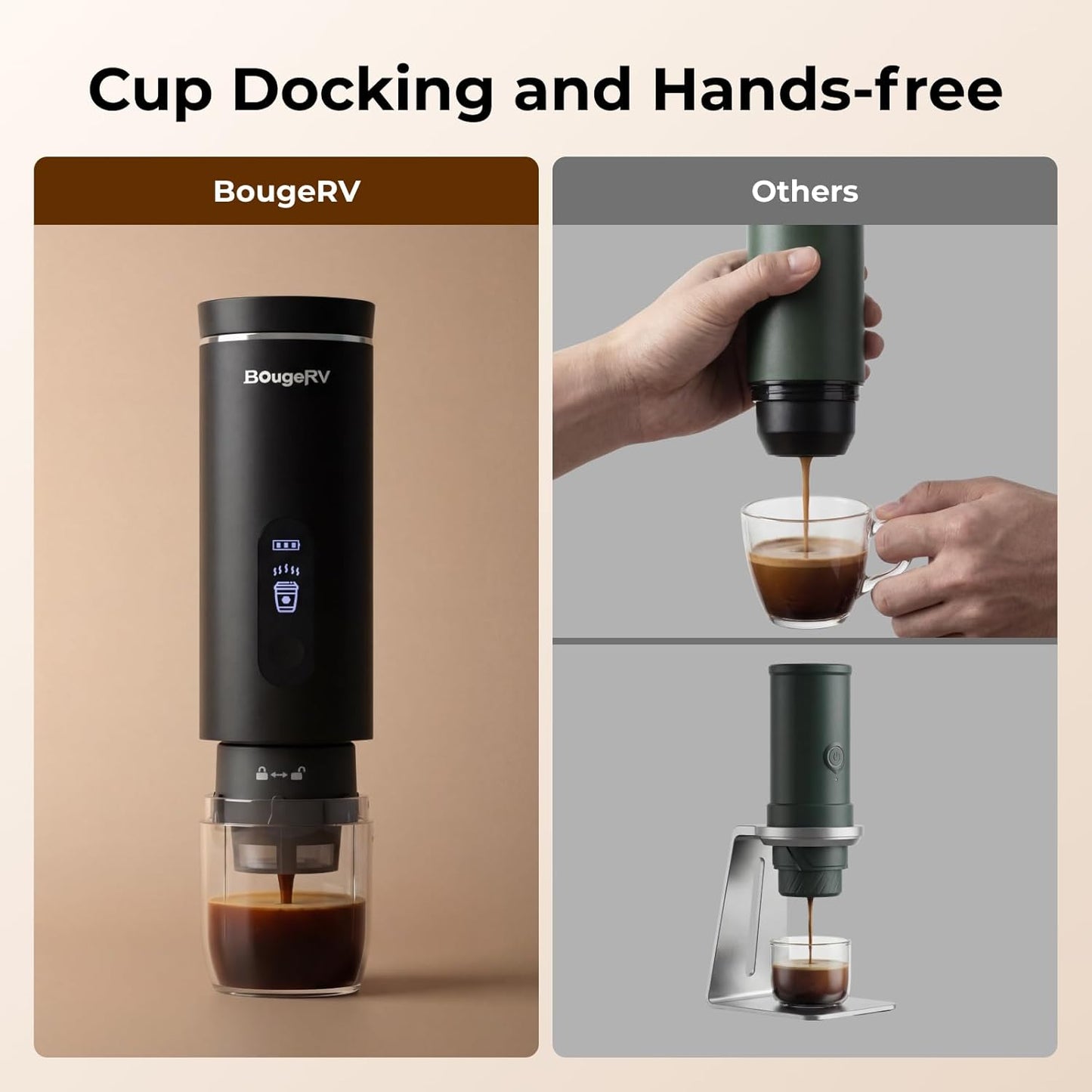 Cafetera de goteo portátil BougeRV compatible con K Cup y café molido
