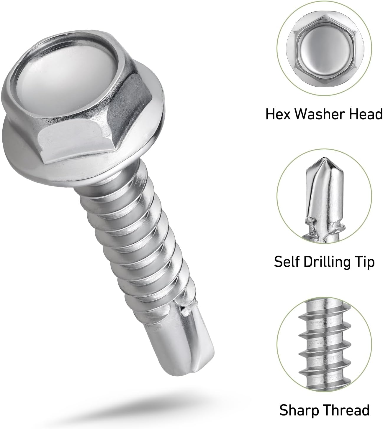 Kit surtido autorroscantes acero inox #8#10 1/2" 5/8" 3/4" 1"
