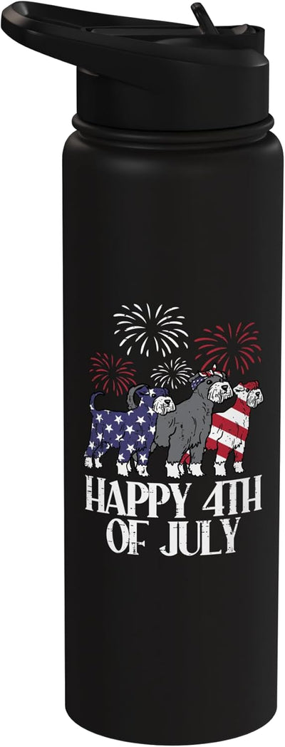 Botella de agua acero inoxidable insulada perros patrióticos 4th July
