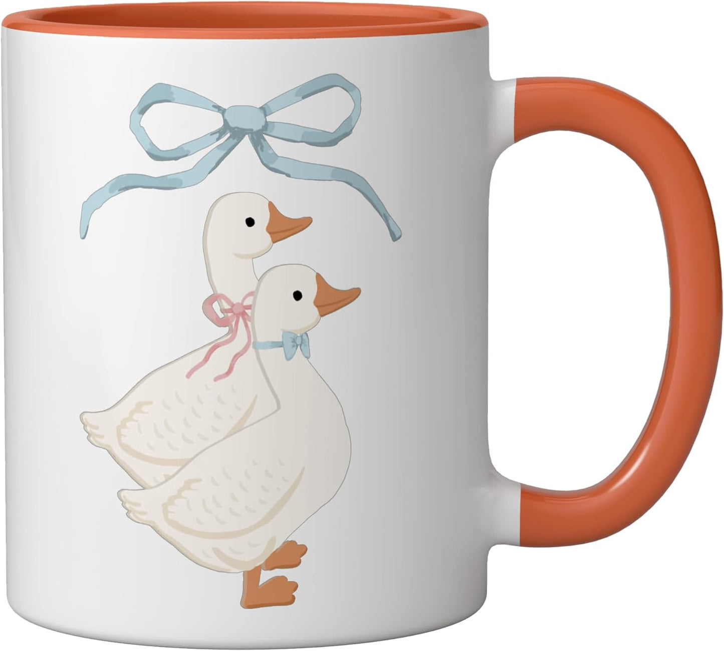 Taza Cerámica Ganso con Cinta Azul Claro