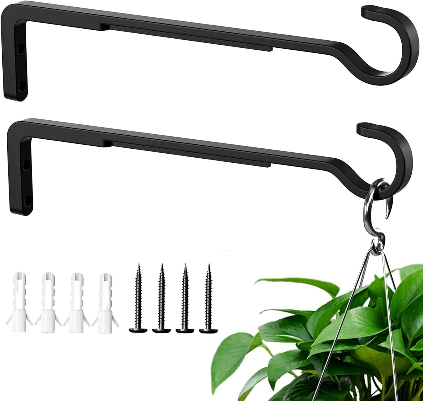 2 Ganchos Hierro para Colgar Plantas Exteriores 10pulg