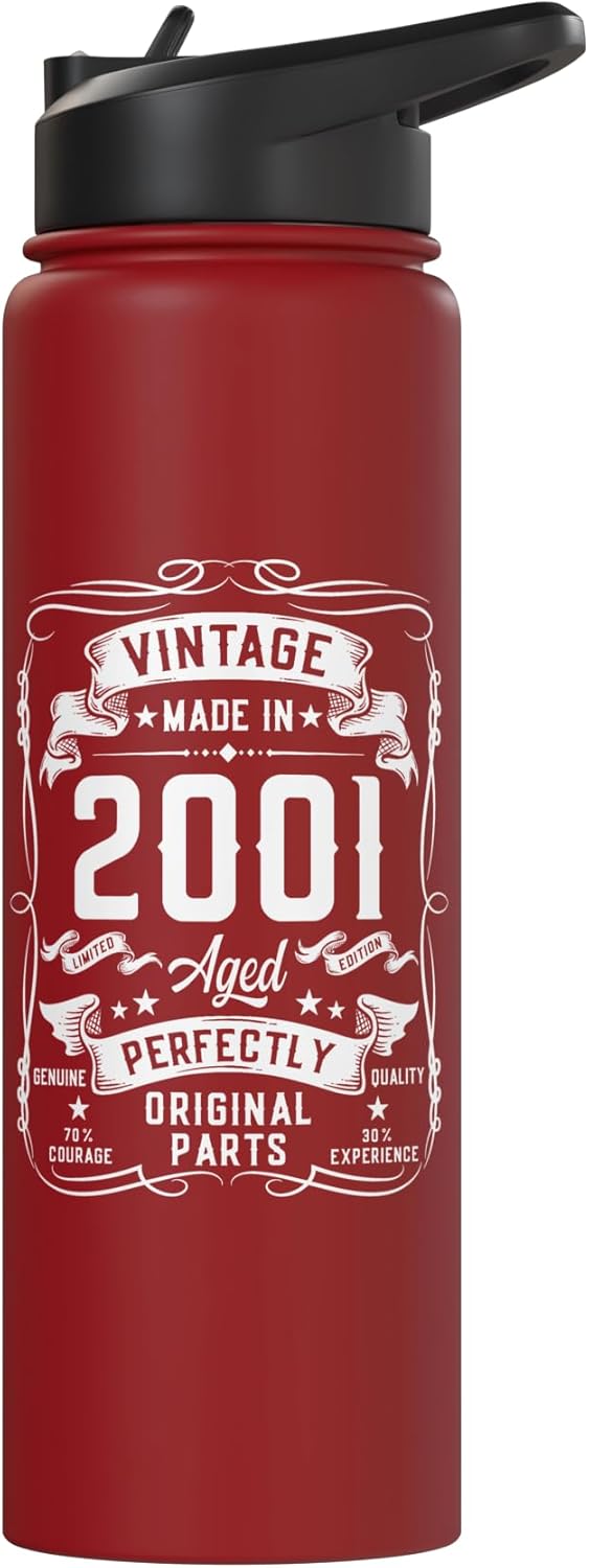 Botella de agua acero inoxidable vintage para hombre 25 años