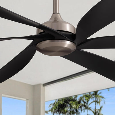 Ventilador techo níquel negro 64pulg luz motor CC control remoto