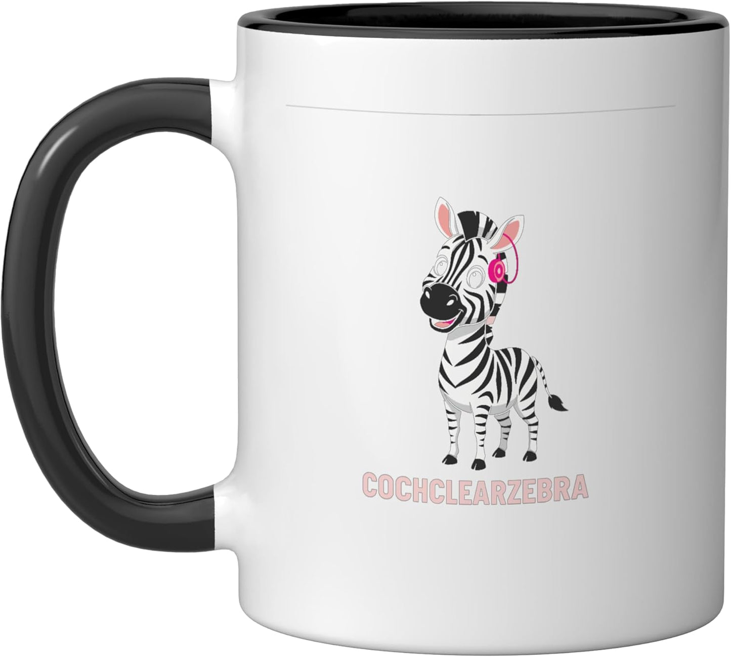 Taza Cerámica Estilo Zebra con Auriculares Rosa