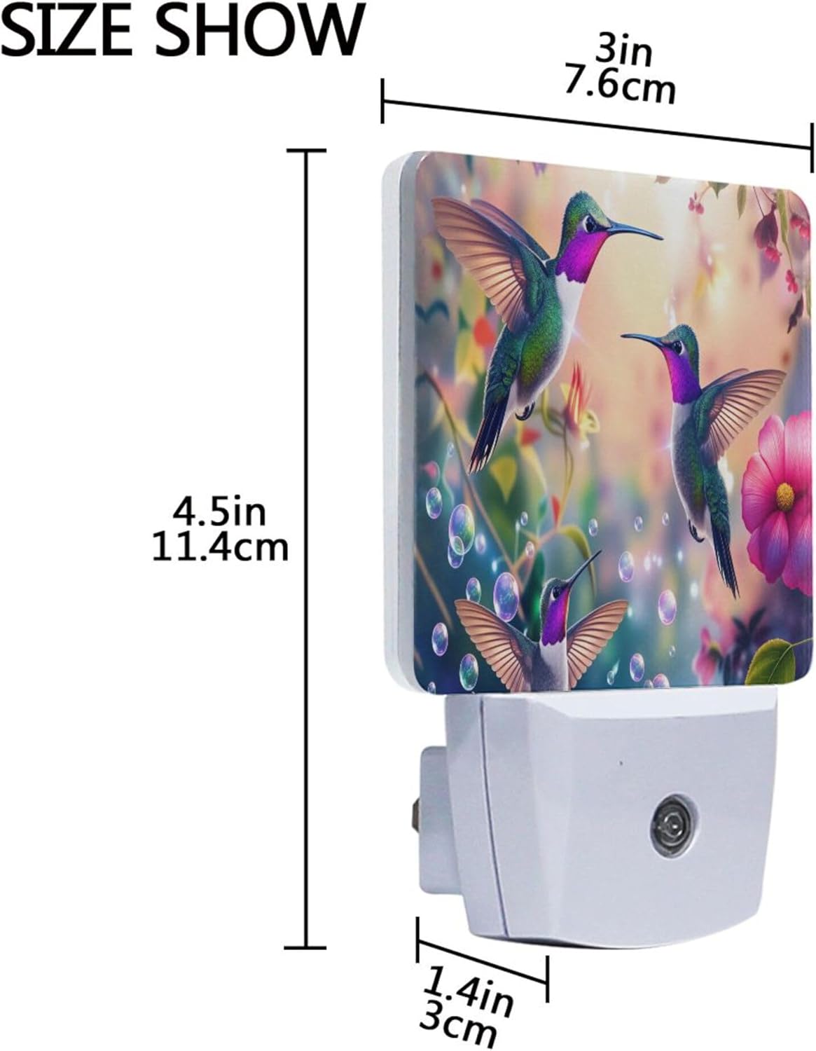 2 Luces Noche Colibríes Sensor LED Flores Ajustables Hogar