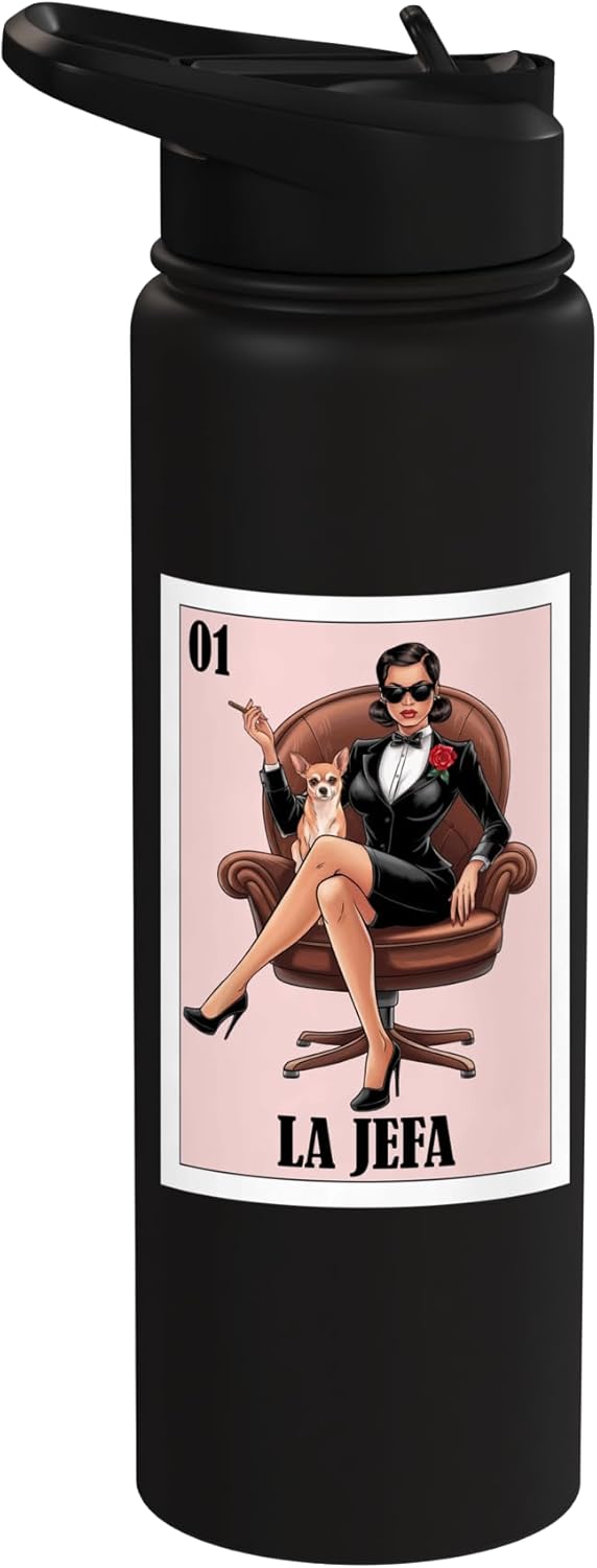 Botella de agua acero inoxidable La Jefa para mamás chihuahuas