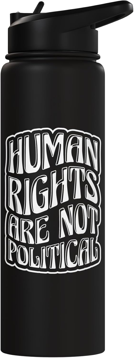 Botella agua acero inox aislada derechos humanos