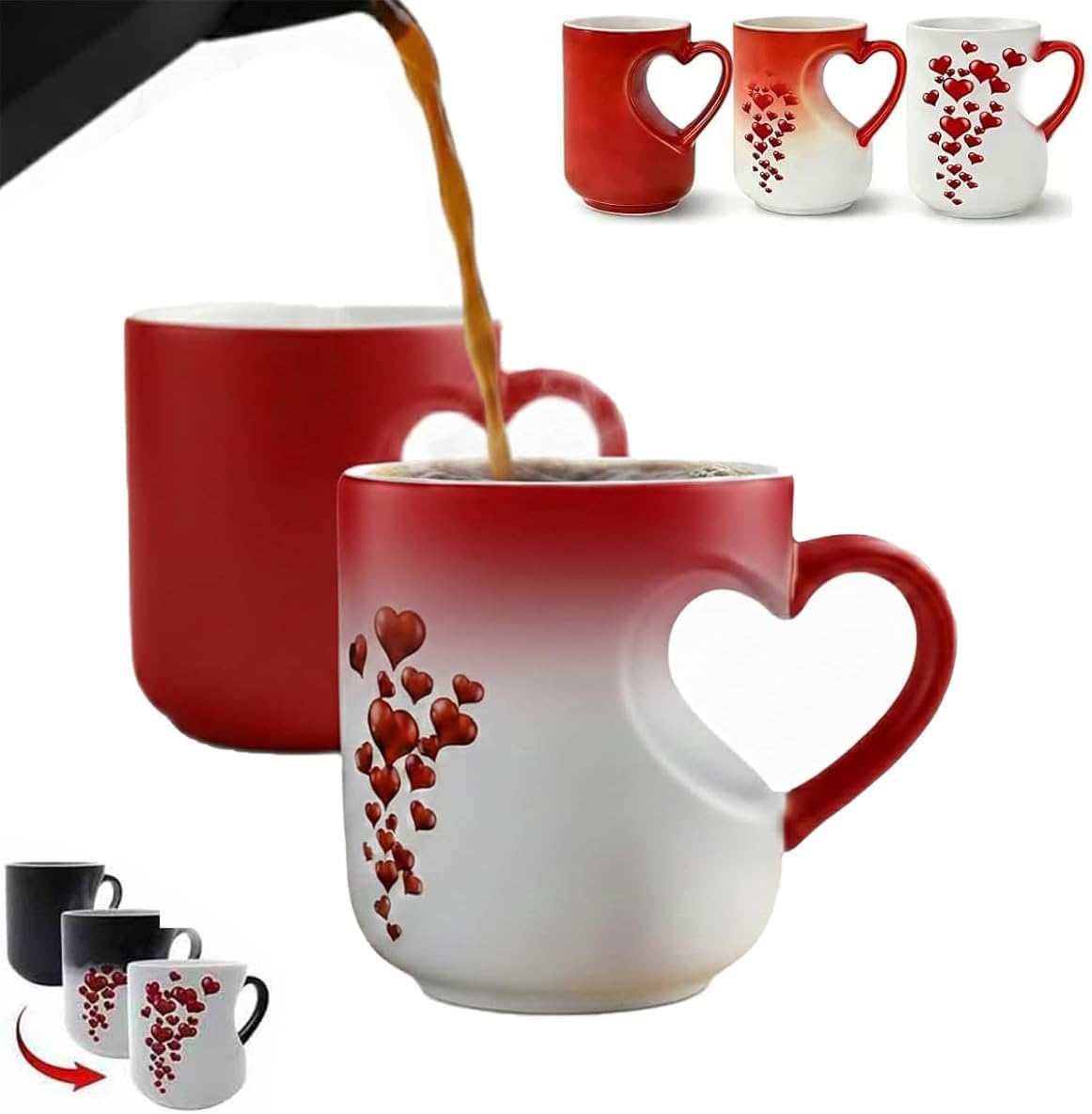 Taza mágica de corazón reactiva al calor para mujer y hombre