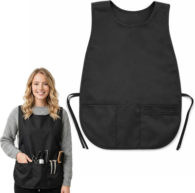 Delantal Peluquero Unisex Negro con 4 Bolsillos