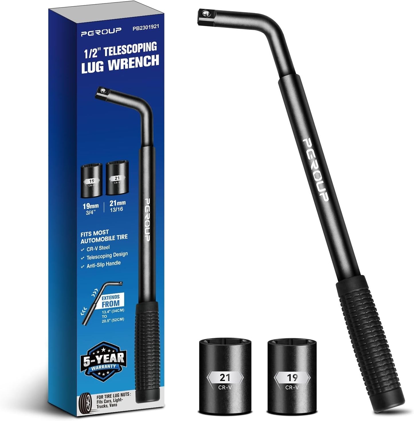 Llave telescópica rueda enchufes 3/4 y 13/16 pulg