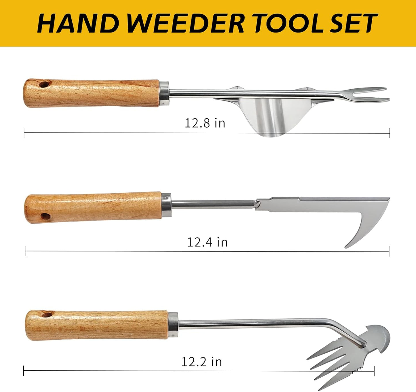 Juego 3 herramientas deshierbe portátiles jardinería duraderas
