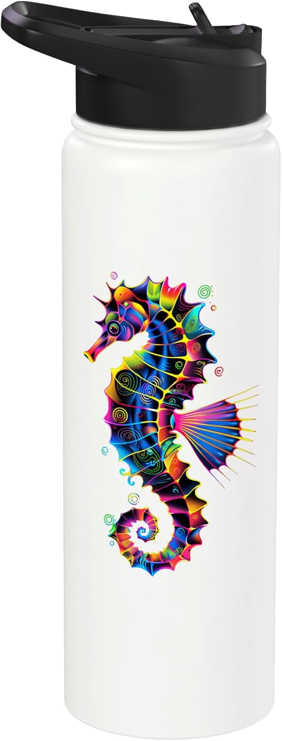 Botella de agua acero inoxidable con dibujo de caballitos de mar