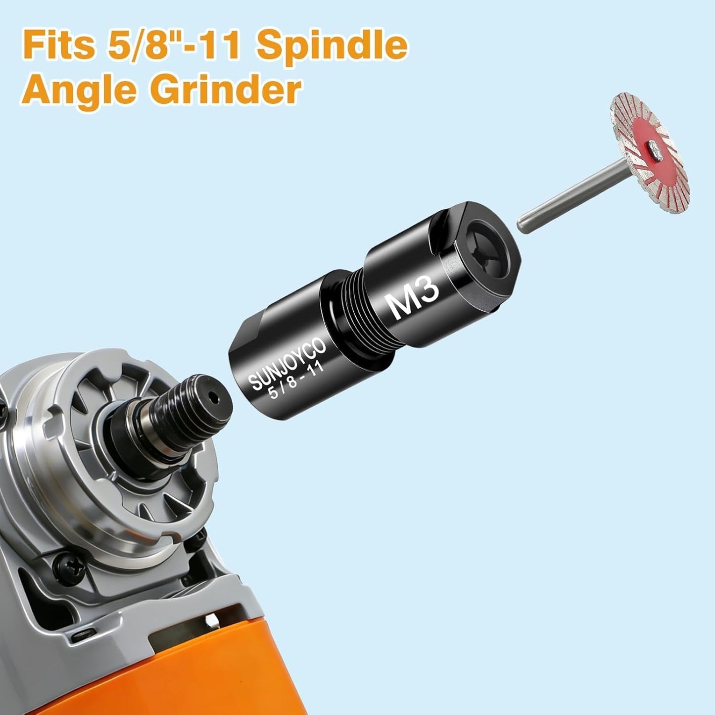 2 Adaptadores Amoladora Angular a Troquel Rosca 5/8-11 y 1/4