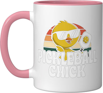 Taza de cerámica para mujer amante del pickleball rosa/blanco