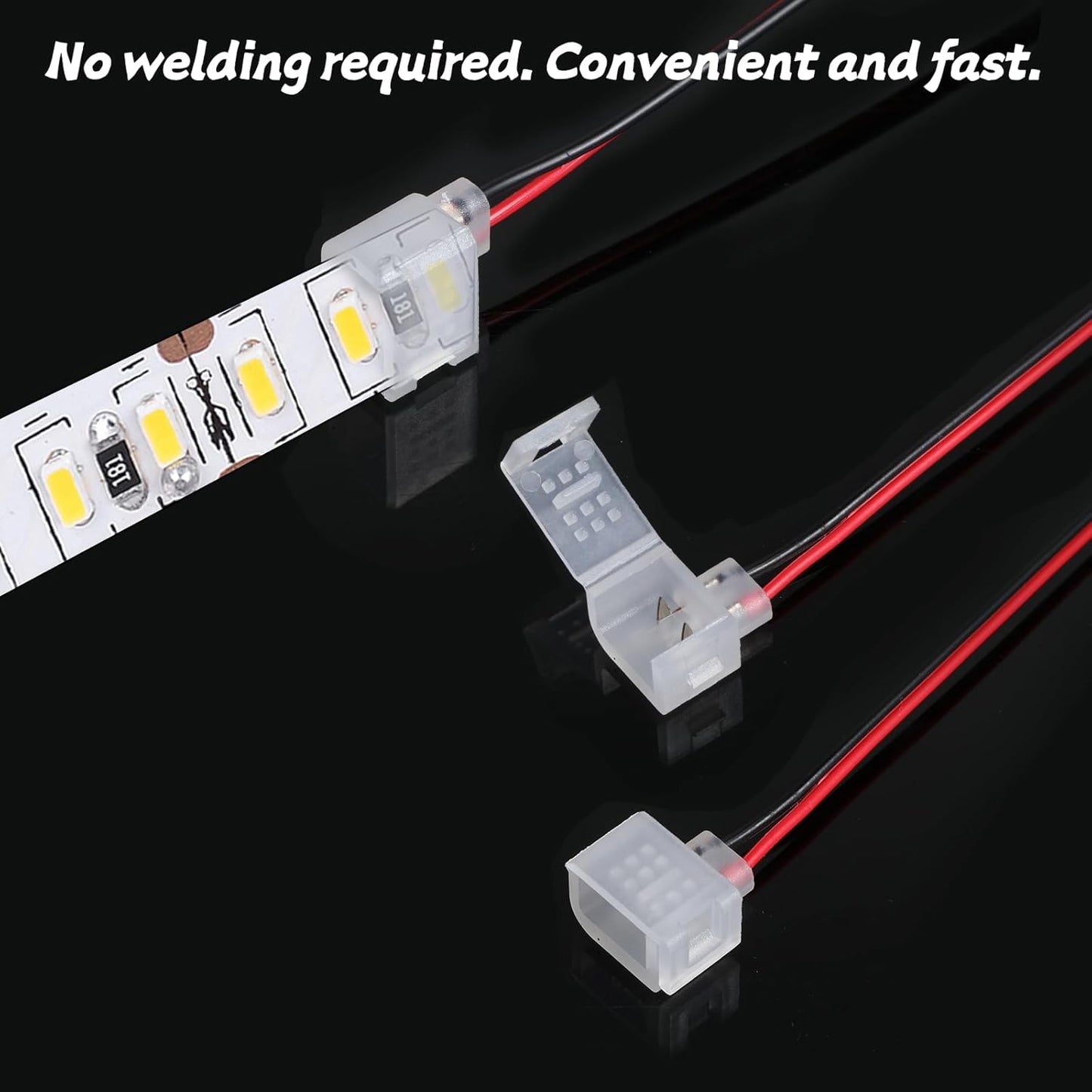 Conector LED neón 2 pines 10 uds sin soldadura 0.236x0.472pulg
