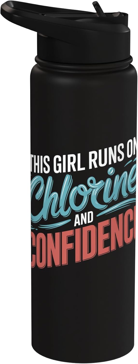 Botella de agua acero inoxidable aislada This Girl Runs On Chlorine And Confidence