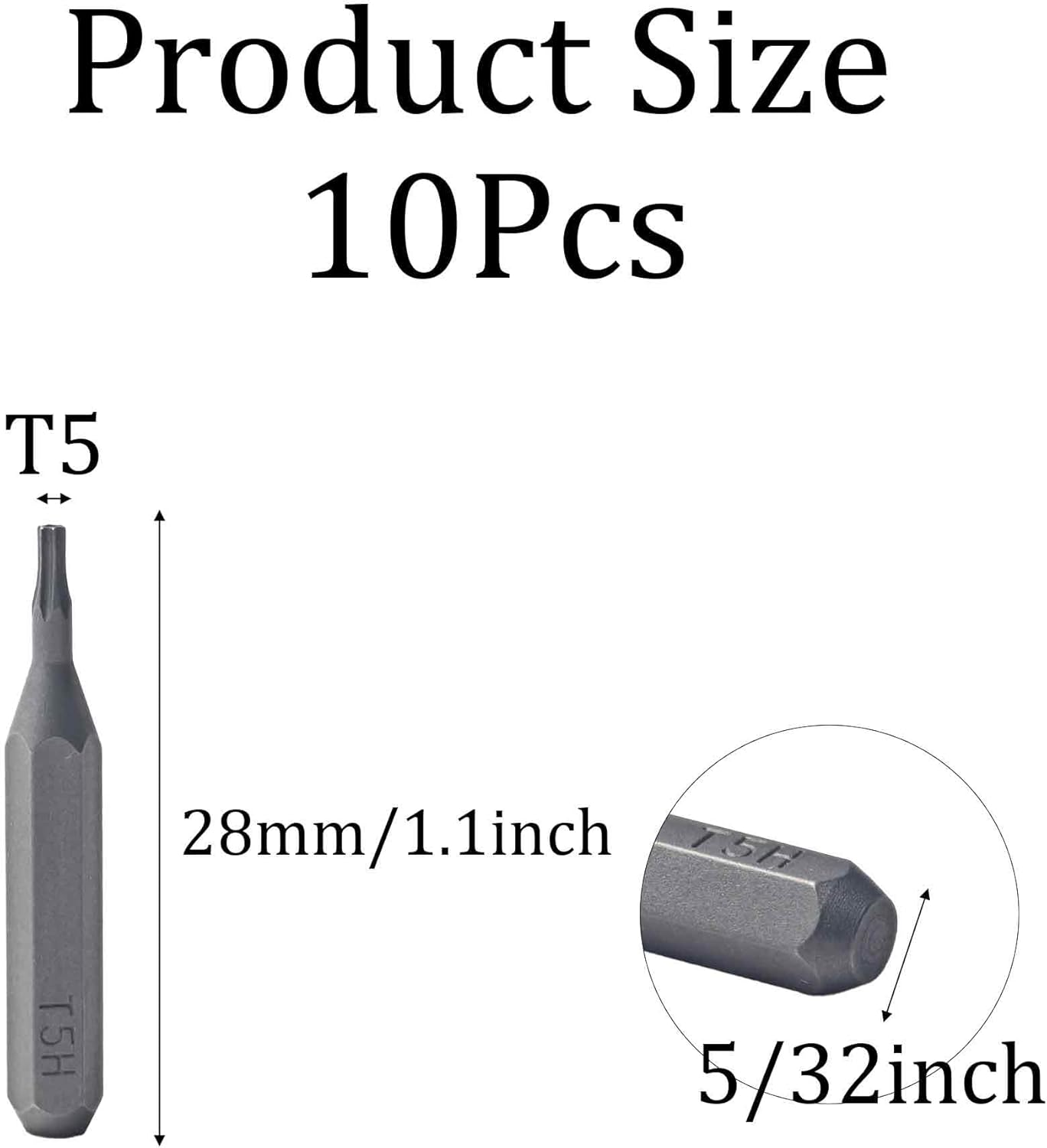 Set 10 Puntas Torx Magnéticas Acero S2 Vástago 5/32pulg