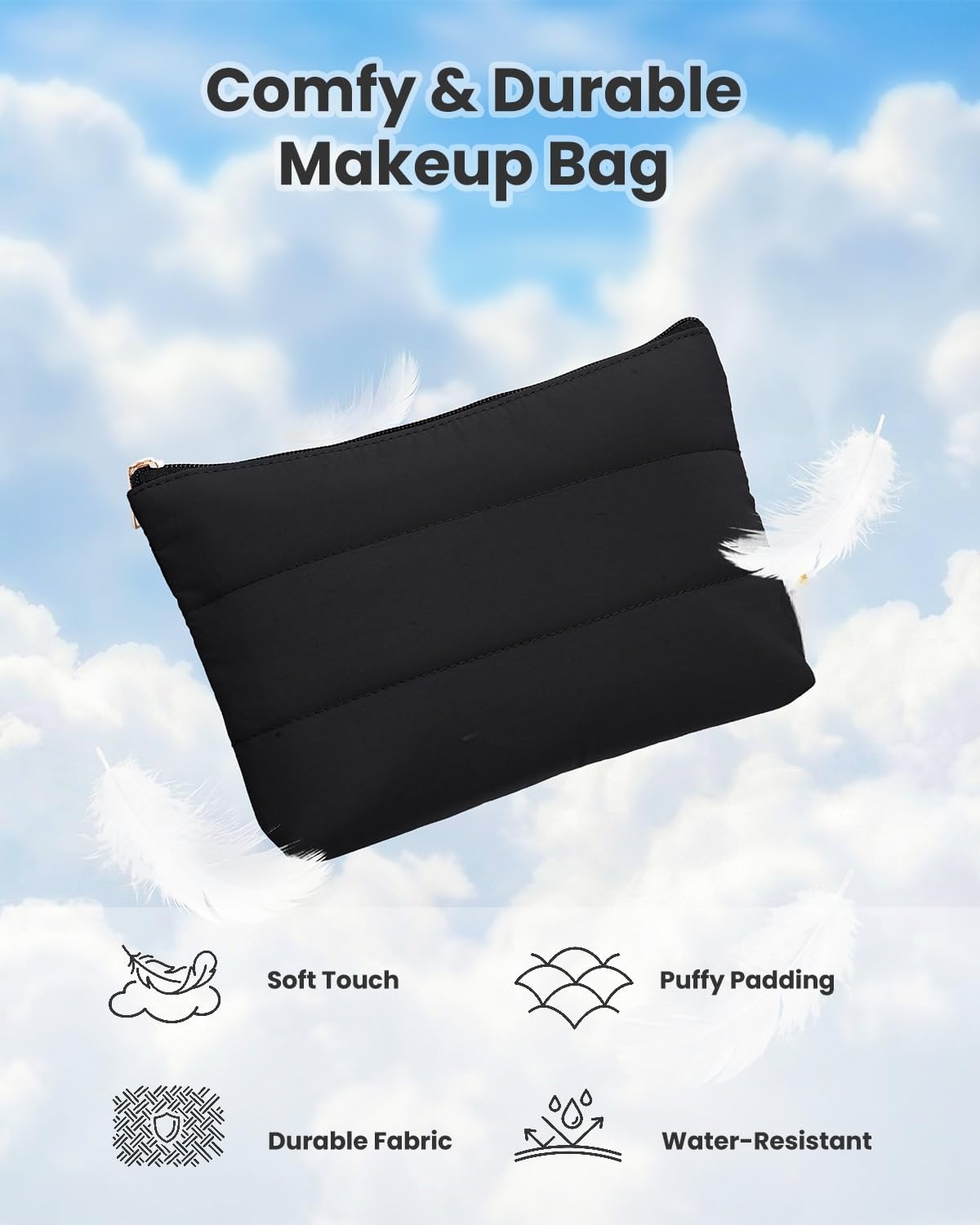 Bolsa maquillaje cuero vegano para mujer con cremallera set 2