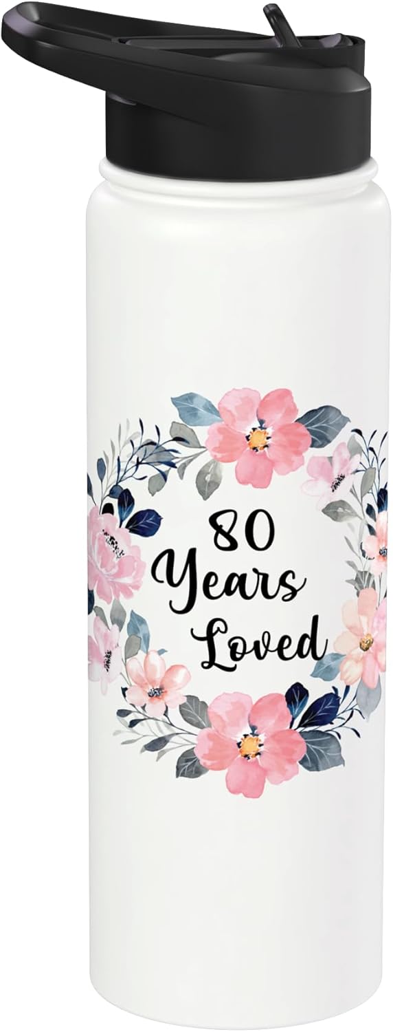 Botella de agua aislada de acero inoxidable para cumpleaños 80
