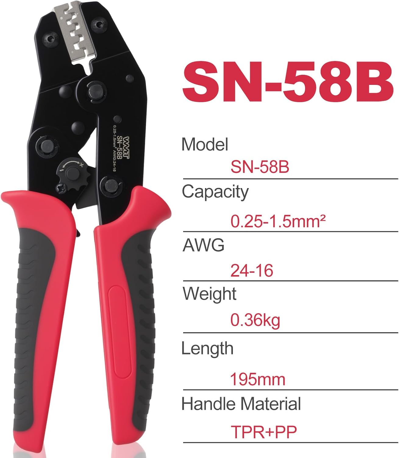 Herramienta de crimpado con ratchet SN-58B para conectores micro