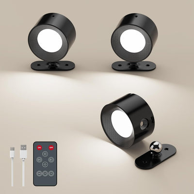 3 Apliques LED pared inalámbrica con control remoto y recargable