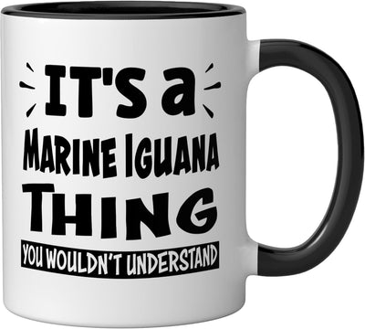 Taza cerámica Marine Iguana para amantes de animales negra/blanca