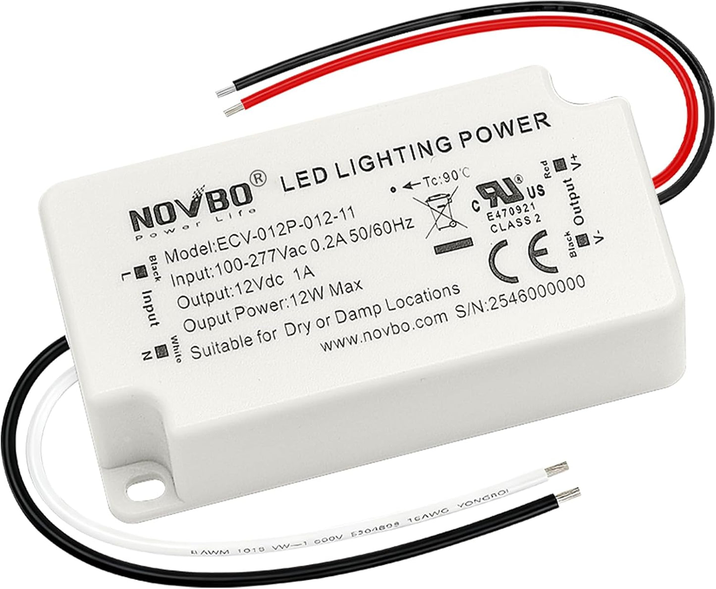 Fuente alimentación 12V 1A 12W AC a DC transformador LED