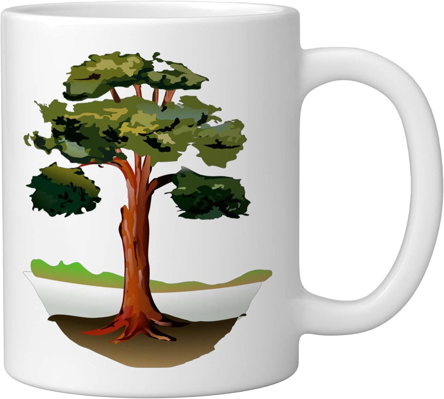 Taza de cerámica estilo árbol de roble blanca