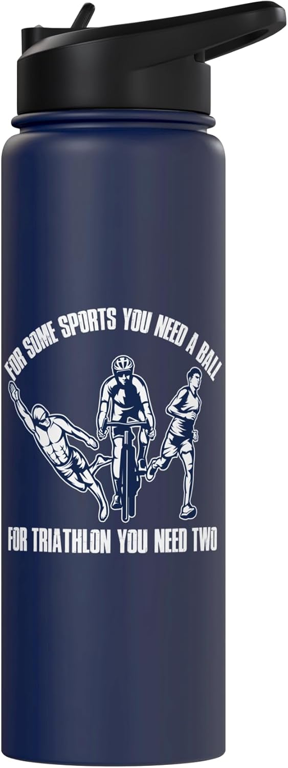 Botella de agua acero inoxidable aislada para triatlón