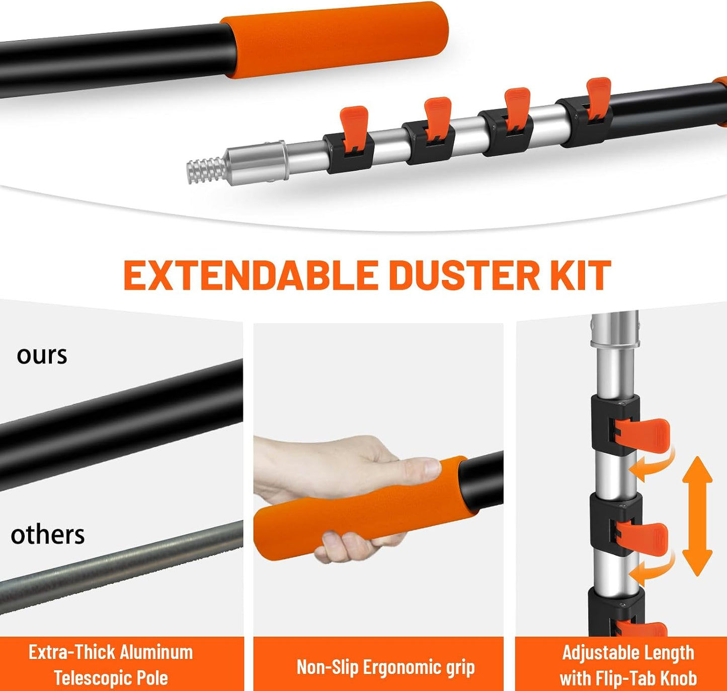 Kit plumero techo alto poste 5-12ft con limpiador aspas