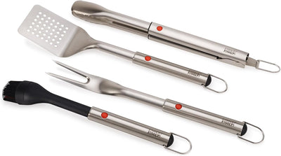 Set 5 Utensilios Barbacoa Acero Inox Retráctil con Estuche