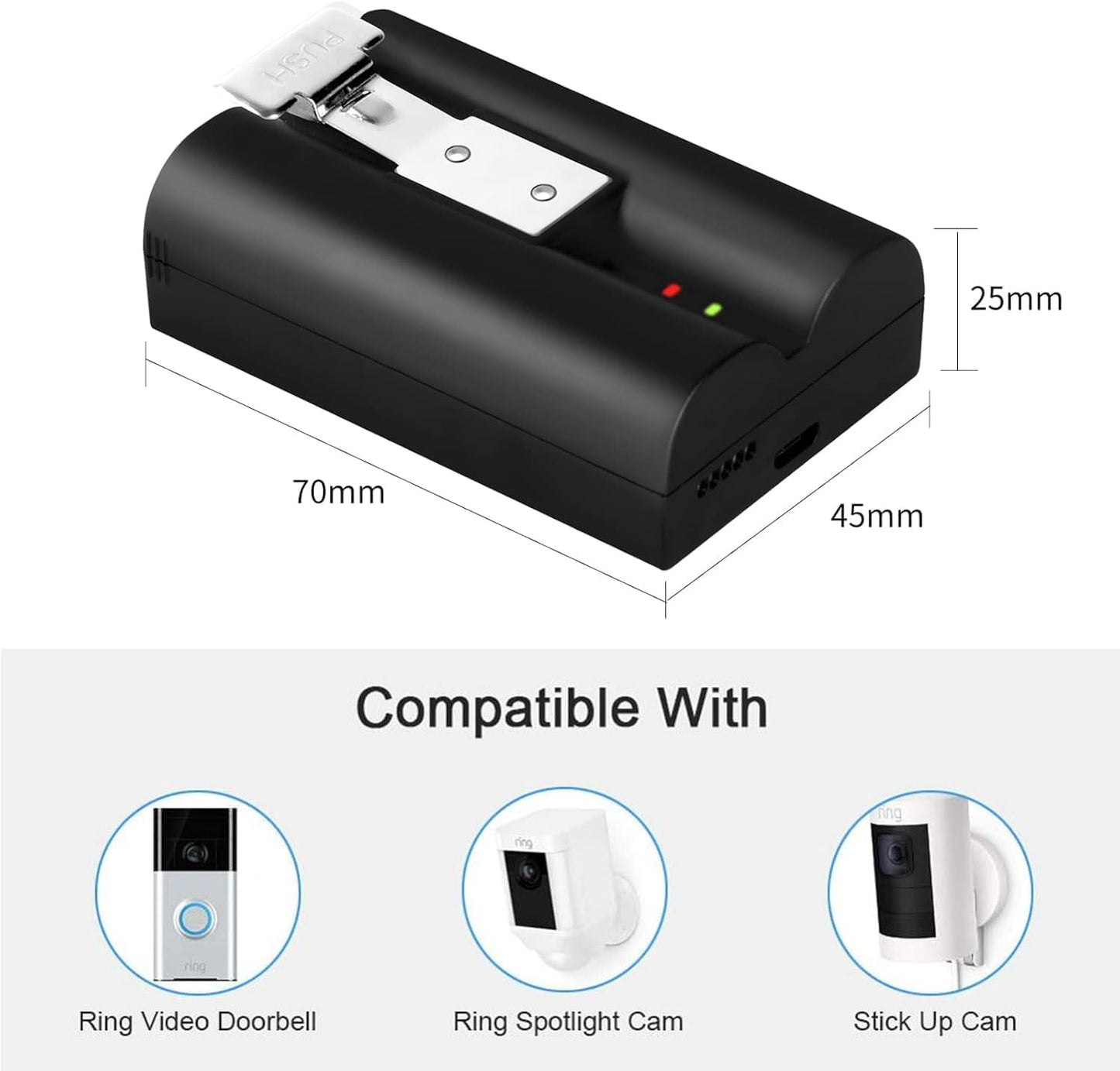 Batería litio 3.65V 6040mAh para Ring Doorbell 2/3/4/V4