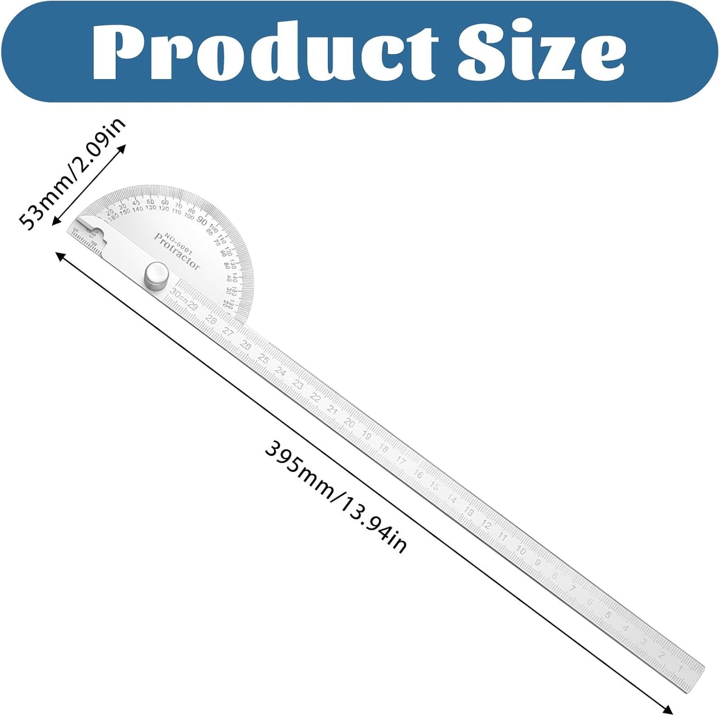 Transportador acero inox 0-180 grados 11.8pulg regla carpintería