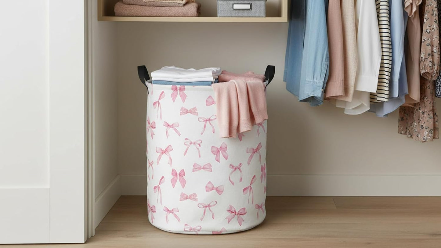Cesta lavandería 19.7pulg impermeable lazo rosa
