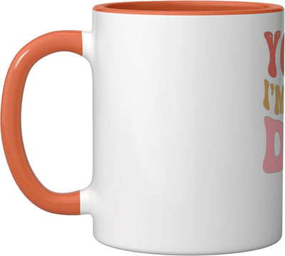 Taza Cerámica Retro Perro Yoga Familia Chiste Orange/Blanco
