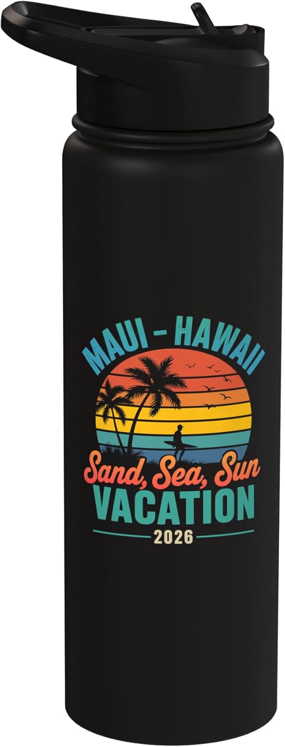 Botella de agua acero inoxidable aislada Maui Hawaii