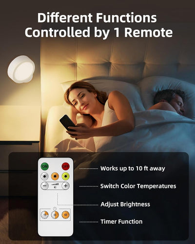 Luz LED pared inalámbrica recargable 3000mAh 3temp color