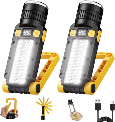 Luz trabajo magnética LED recargable 7 modos USB camping caza