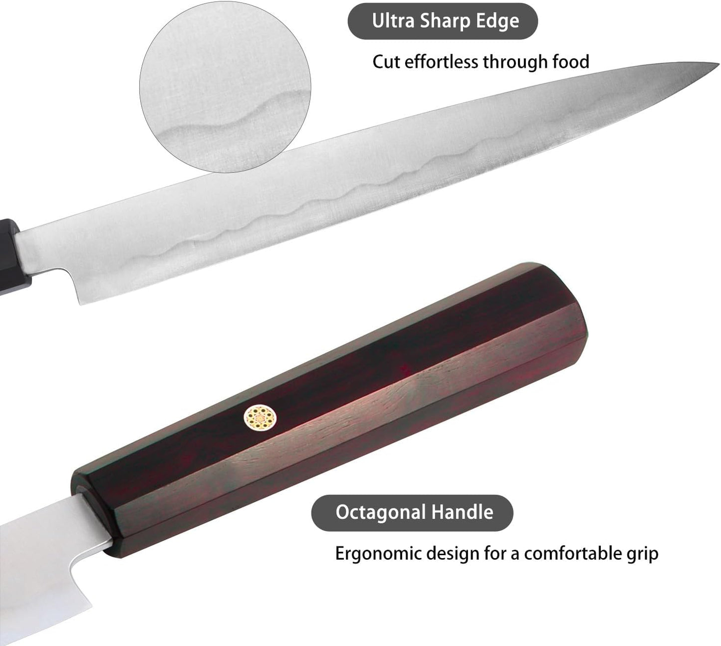 Cuchillo sashimi Yanagiba acero inoxidable mango ébano