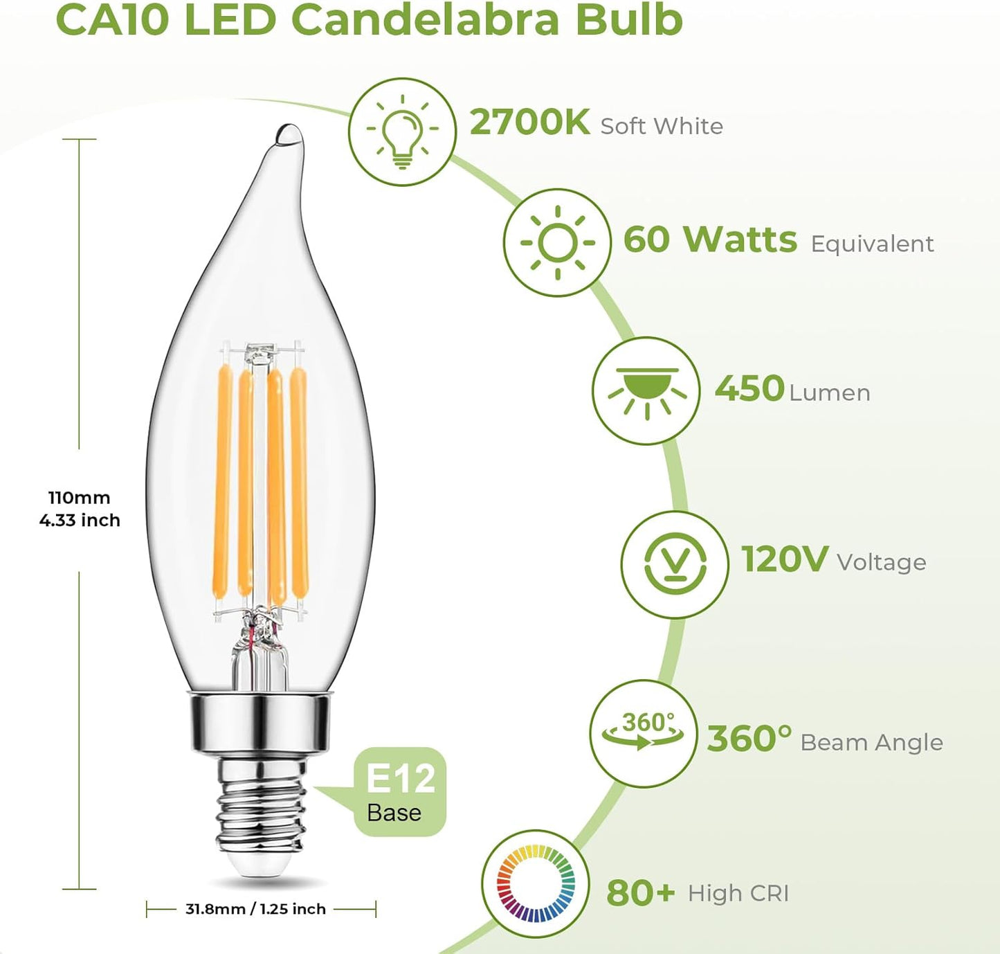 Bombilla LED E12 blanca cálida 2700K regulable 5W set 6