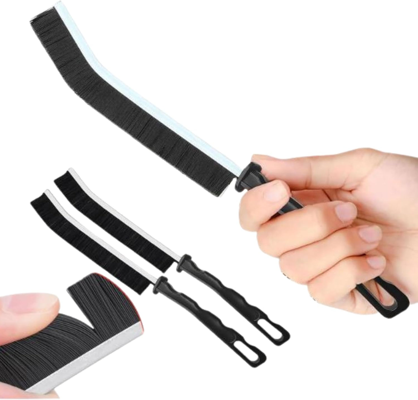 Cepillo grietas cerdas duras set 6 negro para cocina baño coche