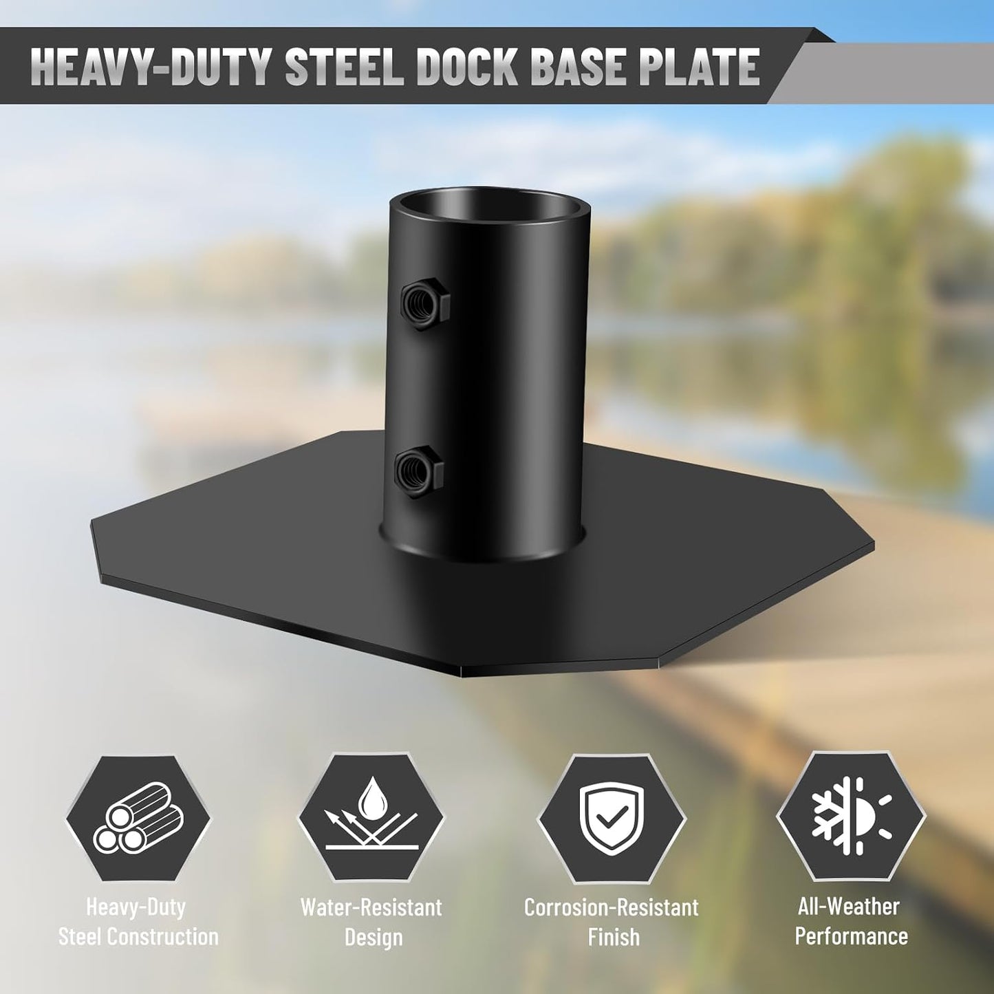 Placa base muelle resistente soporte poste aluminio acero pack 2