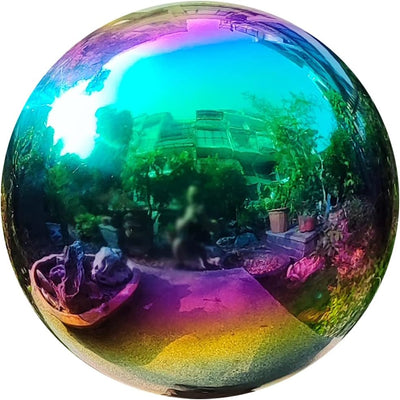 Esfera espejo jardín 8pulg acero inox arco iris duradera