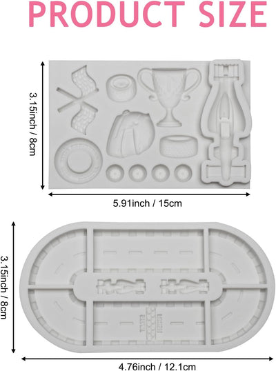 Moldes de silicona para autos de carreras, fondant y decoración de cupcakes