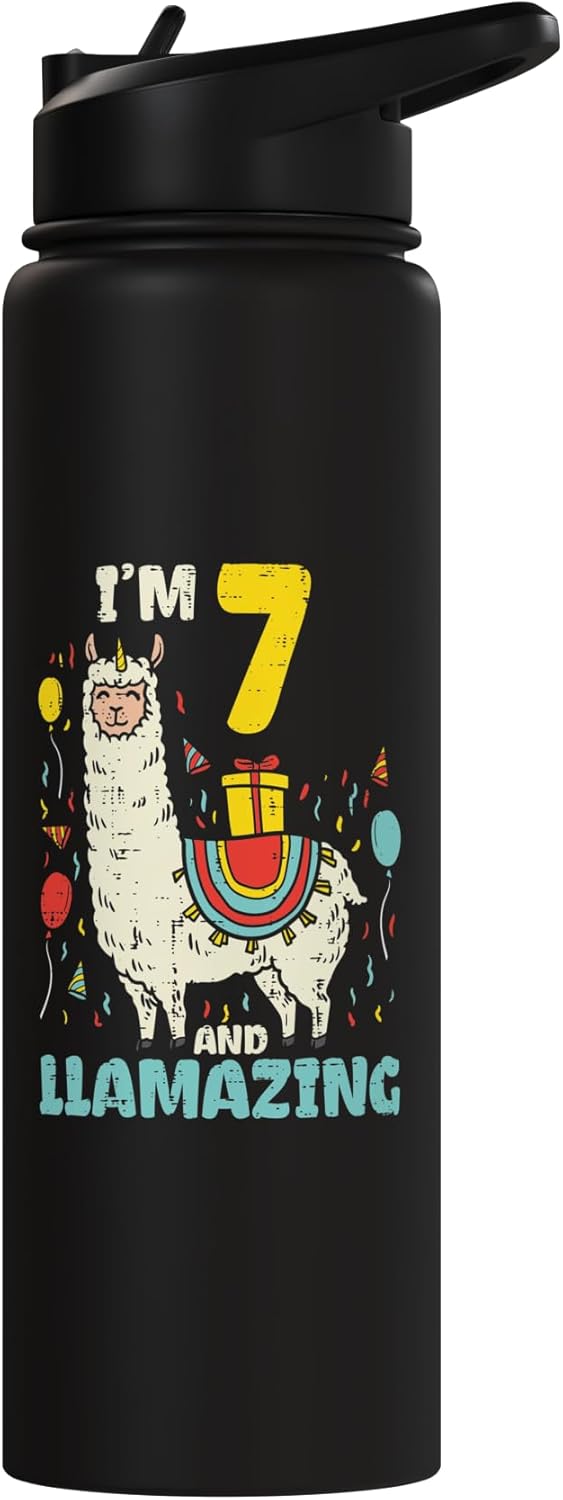 Botella de agua acero inoxidable aislada Llama para cumpleaños
